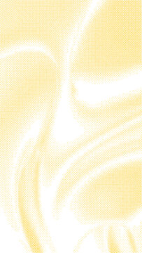 Abstract background with yellow halftone circle pattern and flowing organic liquidlike shapes transparent background