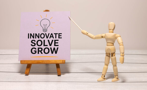 Innovate Solve Grow Business Innovation and Problem Solving Concept.