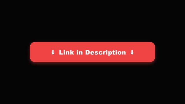 Link in Description Banner Red Button with Bouncing Arrows Seamless Loop 4K Motion Graphics