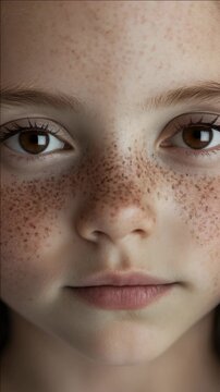 Close-up Portrait of a Young Girl with Freckles