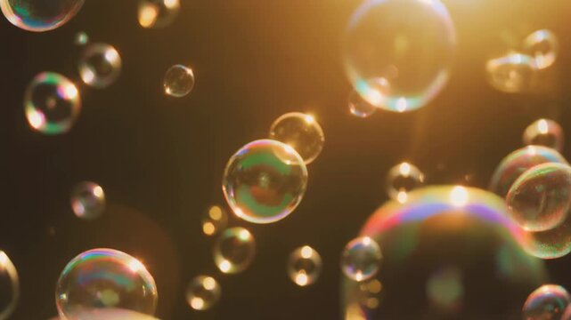 Ethereal Floating Bubbles in Golden Light 4K Generative AI