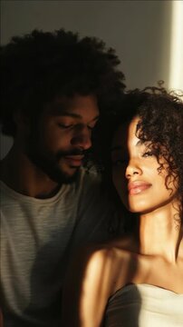 Intimate Portrait of a Romantic Black Couple Sharing a Moment