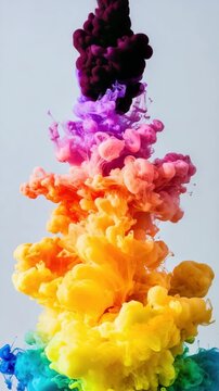 Multi-Colored Ink Clouds in Water Forming a Vertical Gradient