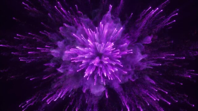 Violet particle burst expanding slowly loop motion background