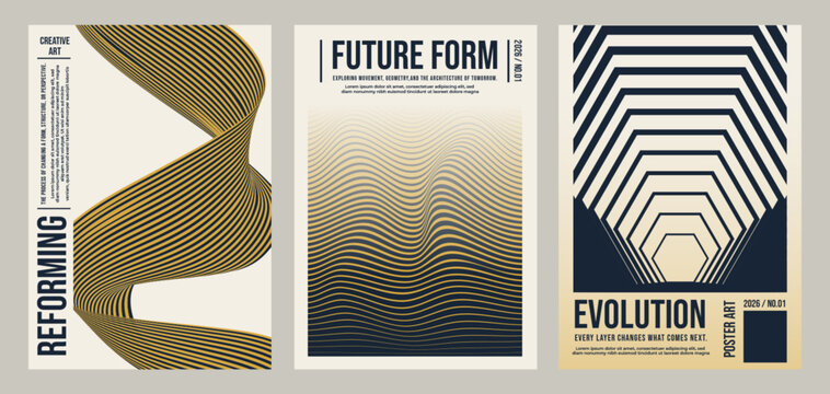 Modern Kinetic Geometric Lines Abstract Poster Design.