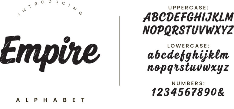 Empire classic slanted brush script font offering smooth natural handwritten flow for luxury lifestyle packaging