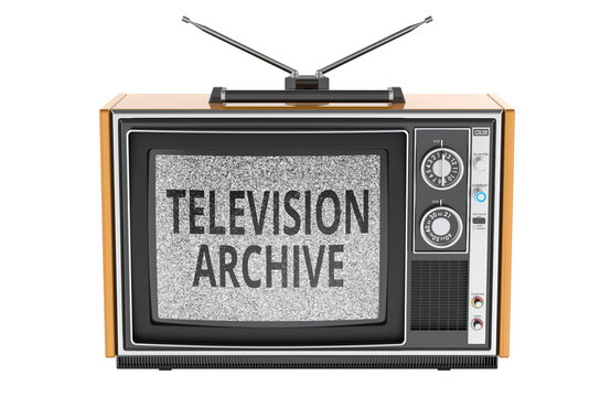 Television Archive, retro television set with static screen. 3D rendering