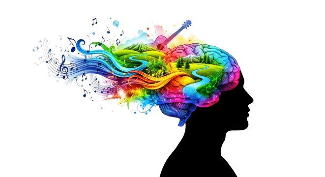Creative colorful brain thinking isolated on transparent background