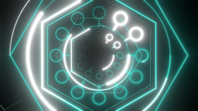 Mesmerizing 3d render of an abstract cyan and white audio visualizer vj loop for music and live events, 4k.