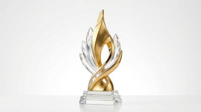 Golden Flame Award: An elegant award with a golden flame design, symbolizing achievement and excellence, set against a clean, bright background.