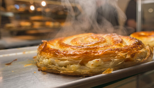 Serbian Burek with Cheese Filling Close Up