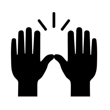 Black Double Hands Raised Palms Icon Transparent Background
