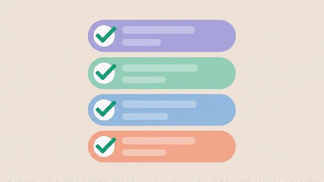 Four colorful bars with green checkmarks