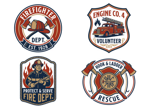 Firefighter logo vintage vector