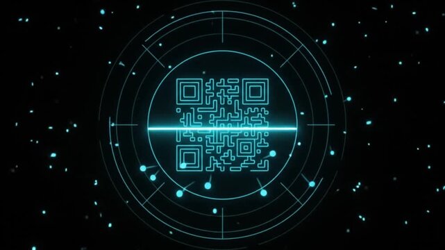 QR Code Scanner Holographic Technology Icon Animation