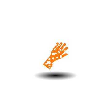 Vector illustration of hand with ulcers, sores, lesions. Symbol of leprosy. Icon of leprosy disease awareness.