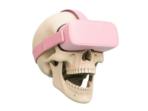 Creative Skull with Pink VR Headset