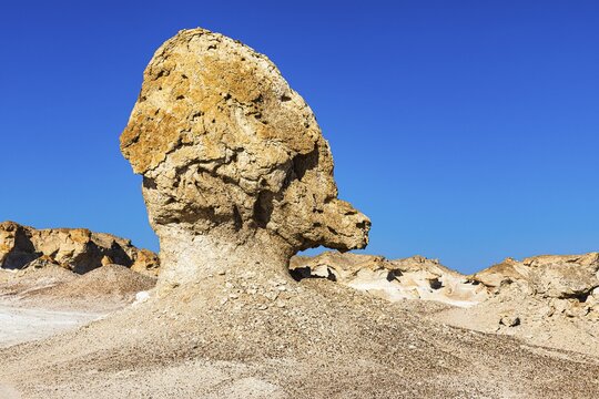 Striking rock formation in the Huqf stone desert, Arabian Peninsula, Sultanate of Oman