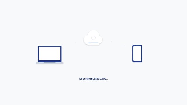 Cloud Data Synchronization Between Laptop and Smartphone Illustration
