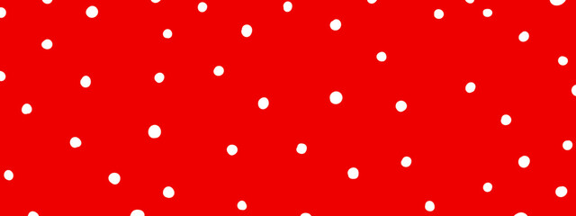 Red Christmas polka dot pattern background with hand drawn white dots, cute festive wrapping paper texture, winter holiday background for banner, wallpaper, greeting card design, invitation, web © Shiina