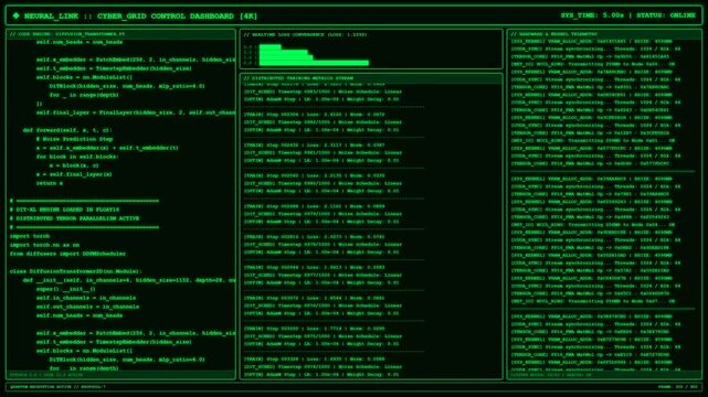 AI neural network deep learning training terminal screen.