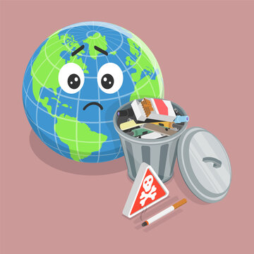 3D Isometric Flat Vector Illustration of Tobacco Pollution, A Health Initiative To Raise Awareness And Support.