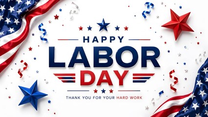 Obraz premium Happy Labor Day 2026 USA Patriotic American Flag Celebration
