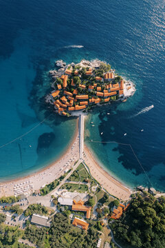 Aerial View of Sveti Stefan Island Resort Montenegro