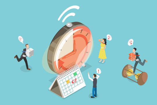 3D Isometric Flat Vector Illustration of Workplace Chaos, Critical Deadline, Urgent Project