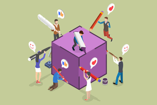 3D Isometric Flat Vector Illustration of Synergy, Strategic Partnership Technology