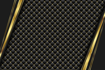 Obraz premium Black diamond shape upholstery luxury pattern background with buttons with texture