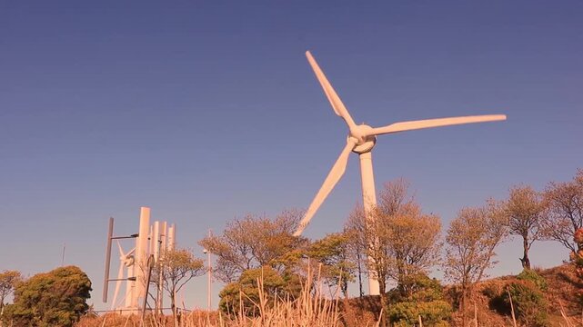 Wind Turbine at Sunset on Aoyama Plateau, Mie Japan (Warm HD) 