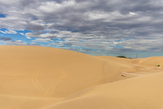 Scenic View of Medanos de Coro Sand Dunes under Blue Sky, Venezuela Tourism