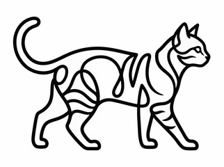 Fototapeta premium Minimalist black and white cat silhouette illustration
