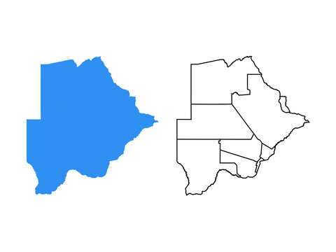 botswana map - High detailed blue map with counties/regions/states of botswana. botswana map isolated on transparent background.