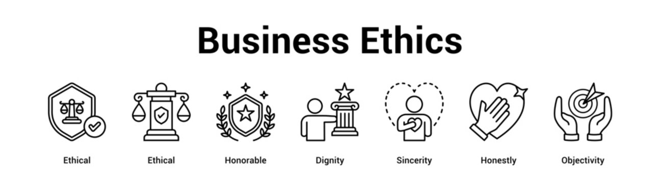 Business Ethics web banner icon vector illustration concept for business with icon of Ethical, Ethical, Honorable, Dignity, Sincerity.