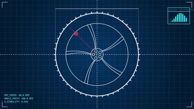 Technical Blueprint of Tire Balancing System with HUD Data Overlay in 4K 60fps 16:9 Canvas