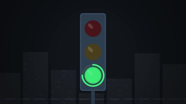 Circular Progress Ring on Traffic Light Animation, 16:9 Canvas, 60fps 4K City Night Background