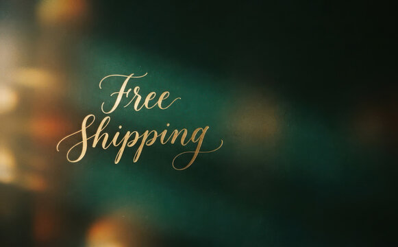 Free Shipping gold typography on dark green textured background for online shopping store sale promotion and commerce banner