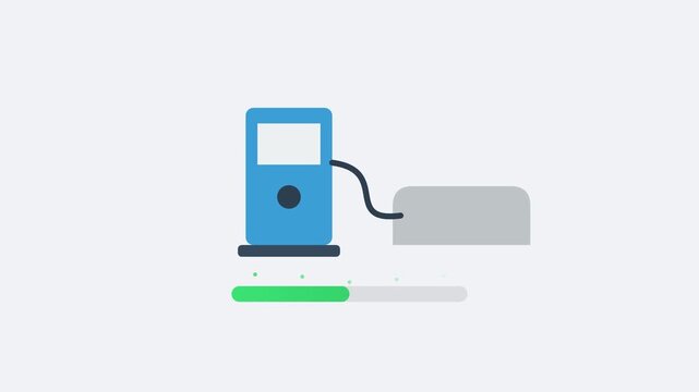 Flat Illustration Fuel Injection Progress Bar Loading Animation on Canvas 16:9 60fps 4K Resolution