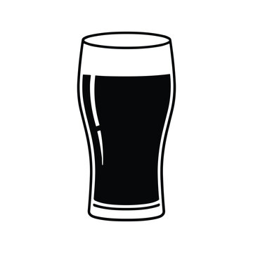Beer pint glass stout silhouette in organic hand-drawn vector style for craft brewery branding