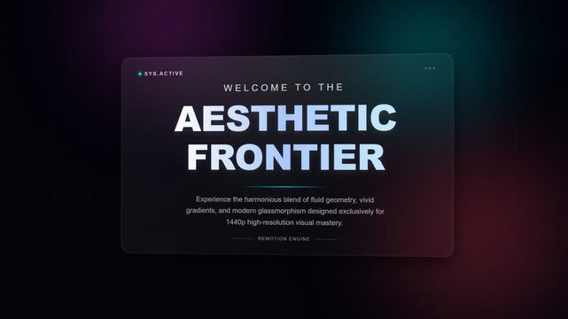 An innovative digital user interface design showcasing glowing typography and translucent glass effects over a dark atmospheric ambiance created for futuristic technology software applications