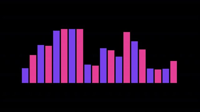 Animated Purple and Pink Data Analytics Bar Chart on Transparent Background
