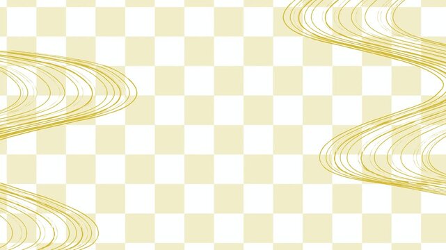 Gold Stream Lines on Checkered Pattern 4K
