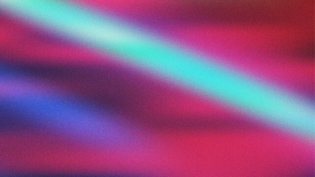 Beauty pink gradient mesh background with light cyan striped shape and grain or noise textured effect.