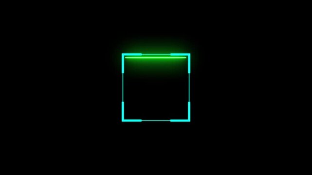 Neon Barcode scanner QR code shine Icon. Fingerprint biometric scanning animation.