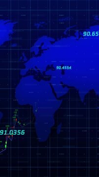 Animation of numbers changing and data processing with world map