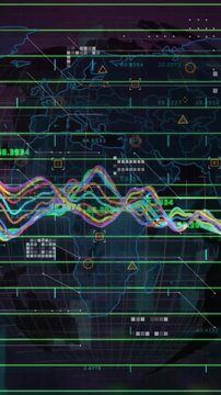 Animation of financial data processing over world map