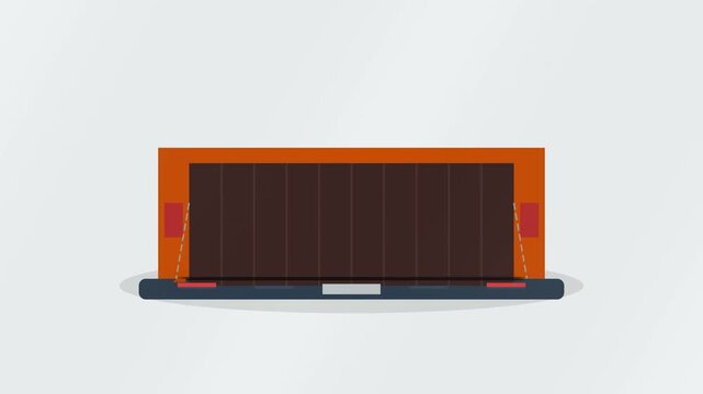 Orange pickup truck tailgate opening animation on canvas background 16:9 60fps 4K resolution