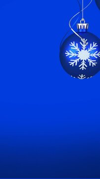Animation of christmas baubles over blue background